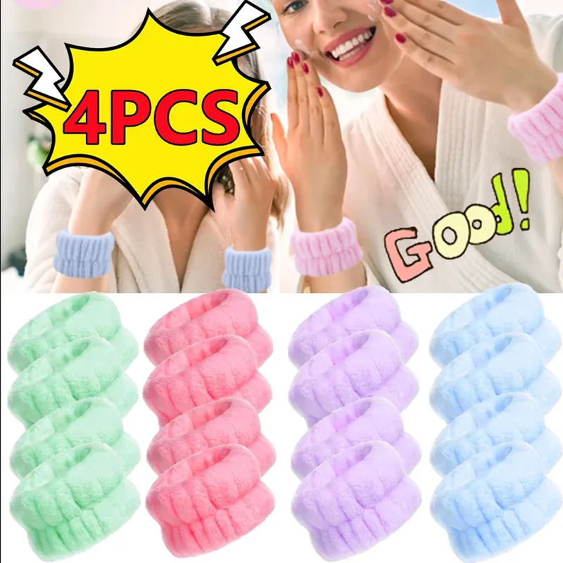 Home Textiles Face Towel - 1/4PCS Reusable นาฬิกาข้อมือซักผ้าเข็มขัดไมโครไฟเบอร์ผ้าเช็ดตัวสายรัดข้อมือล้างหน้าการดูดซึมน้ําป้องกันความชื้นสายรัดข้อมือ