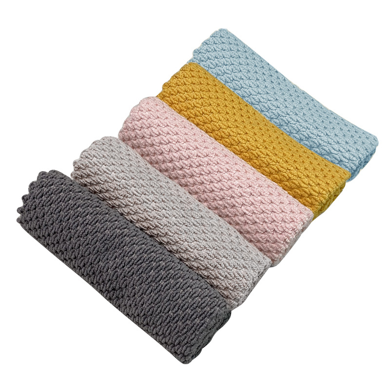 Home Textiles Face Towel - ผ้าเช็ดทำความสะอาดผ้าฝ้าย 5 ชิ้น เนื้อนุ่ม ซึมซับดี ผ้าเช็ดจาน