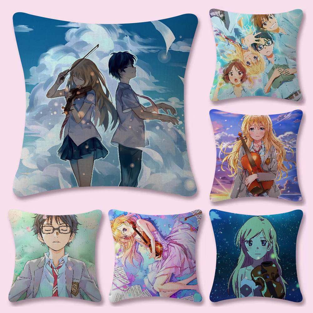 Your Home Textiles - ปลอกหมอนอนิเมะ Your Lie In A-April ขนาดเล็ก