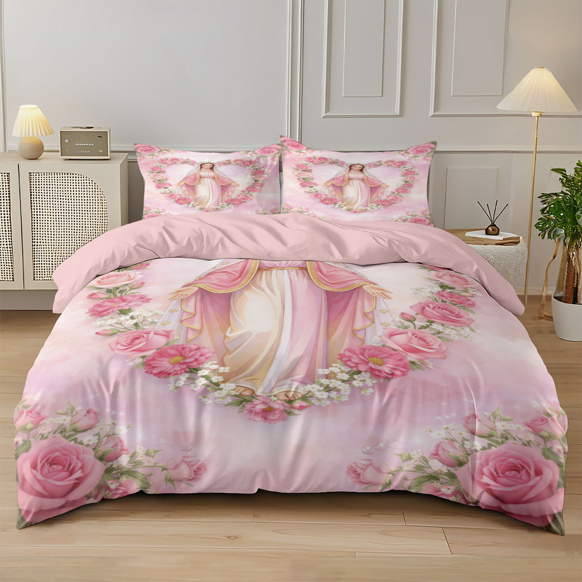 Home Textiles Bedding - ชุดผ้าคลุมผ้านวมพิมพ์ลายพระเยซู 3 ชิ้น หลายขนาด สำหรับตกแต่งห้องนอน ซักเครื่องได้