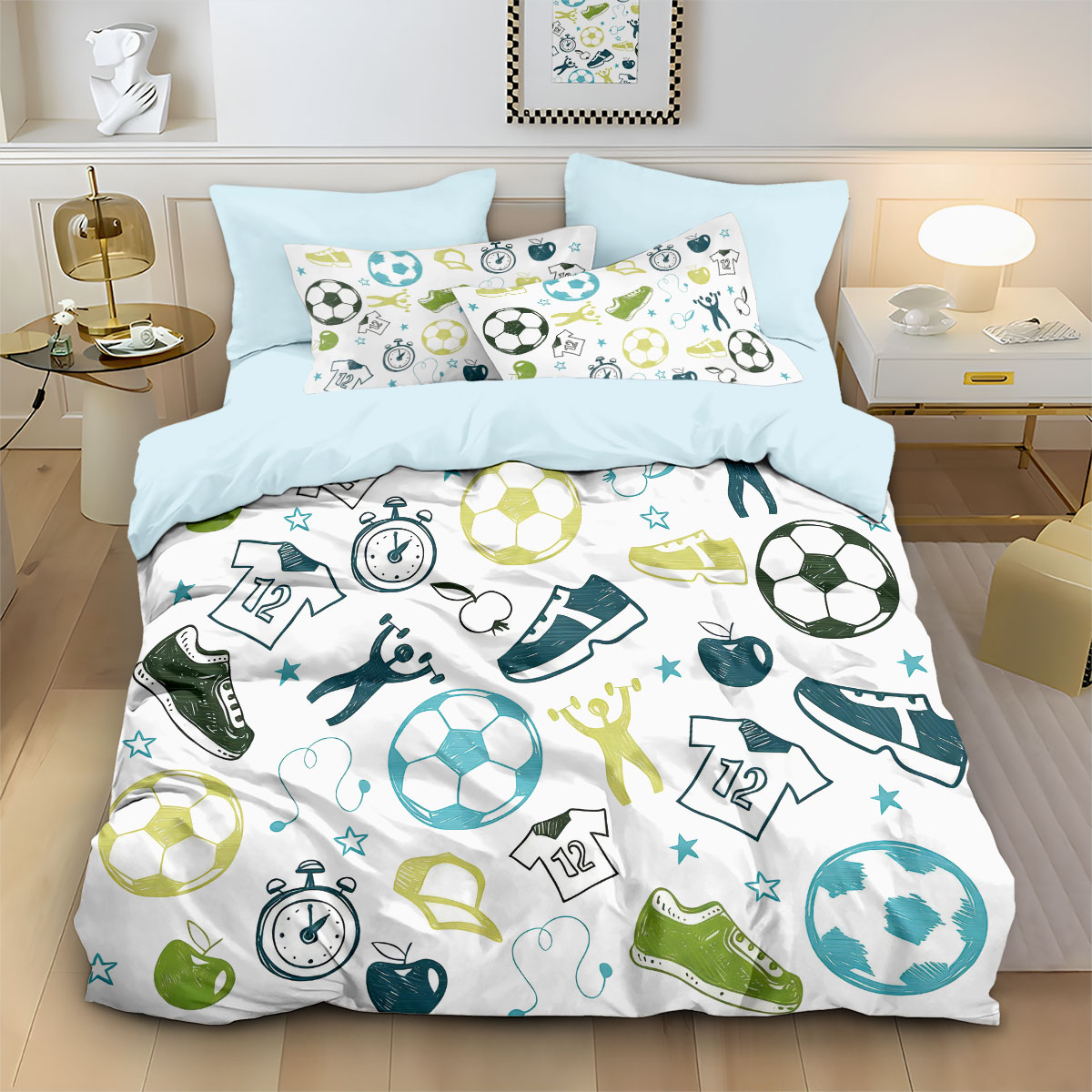 ชุดผ้าคลุมผ้านวมลายกราฟฟิตี้ฟุ - Home Textiles Bedding บทวิจารณ์และราคา