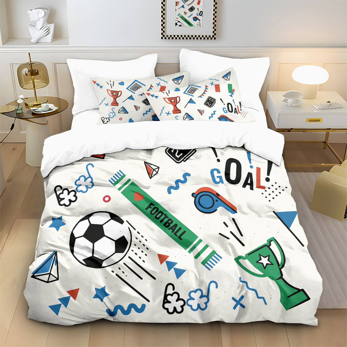 ชุดผ้าคลุมผ้านวมลายกราฟฟิตี้ฟุ - Home Textiles Bedding บทวิจารณ์และราคา