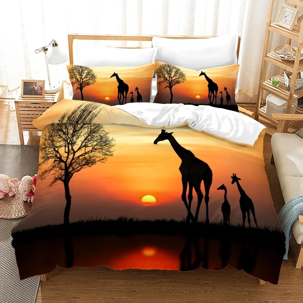 ชุดเครื่องนอนลายยีราฟแอฟริกันย - Home Textiles Bedding บทวิจารณ์และราคา