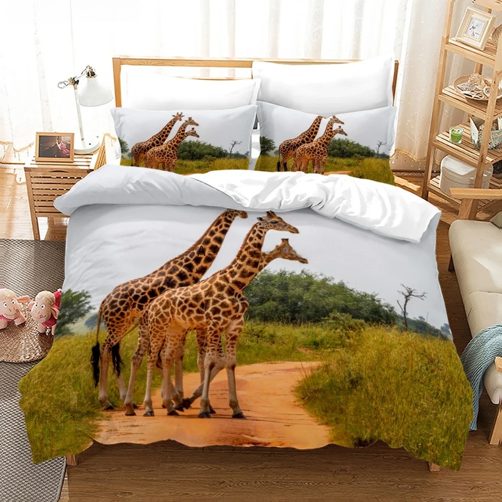 ชุดเครื่องนอนลายยีราฟแอฟริกันย - Home Textiles Bedding บทวิจารณ์และราคา