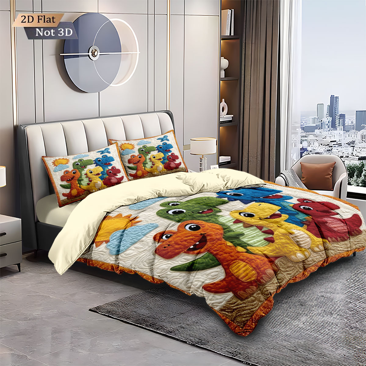 ชุดผ้านวมลายการ์ตูนไดโนเสาร์ 3 - Home Textiles Bedding บทวิจารณ์และราคา