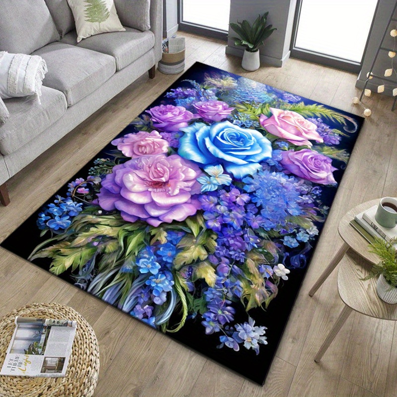 พรมลายดอกไม้ลายกุหลาบสีน้ำเงิน - Your Home Textiles บทวิจารณ์และราคา