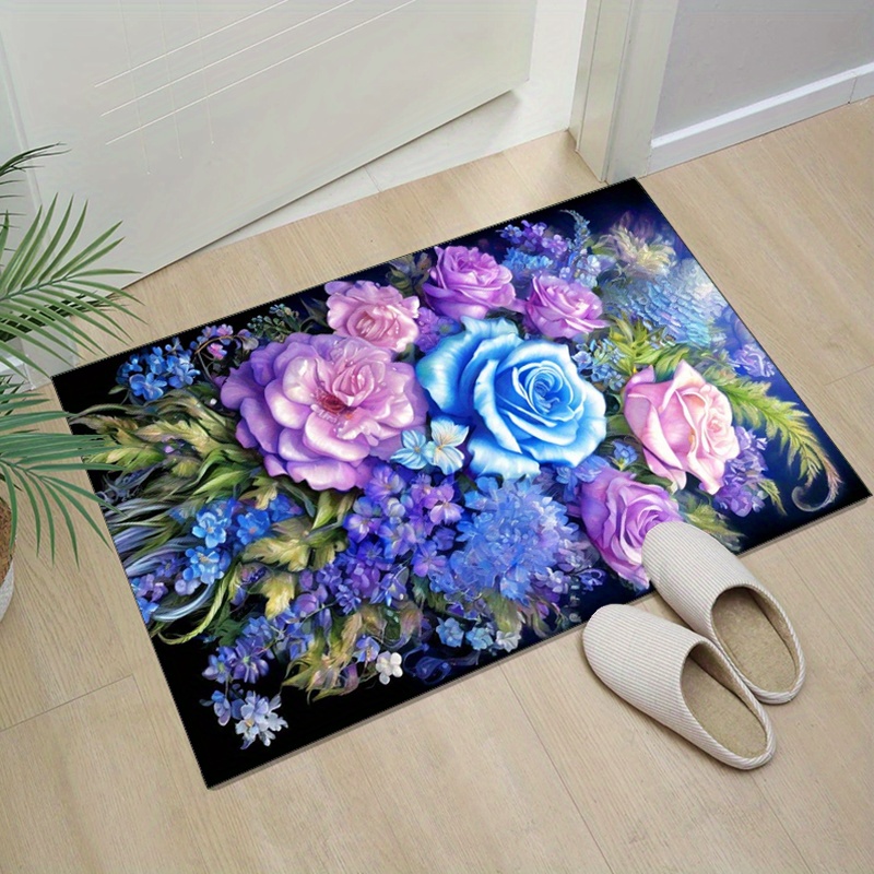 พรมลายดอกไม้ลายกุหลาบสีน้ำเงิน - Your Home Textiles บทวิจารณ์และราคา