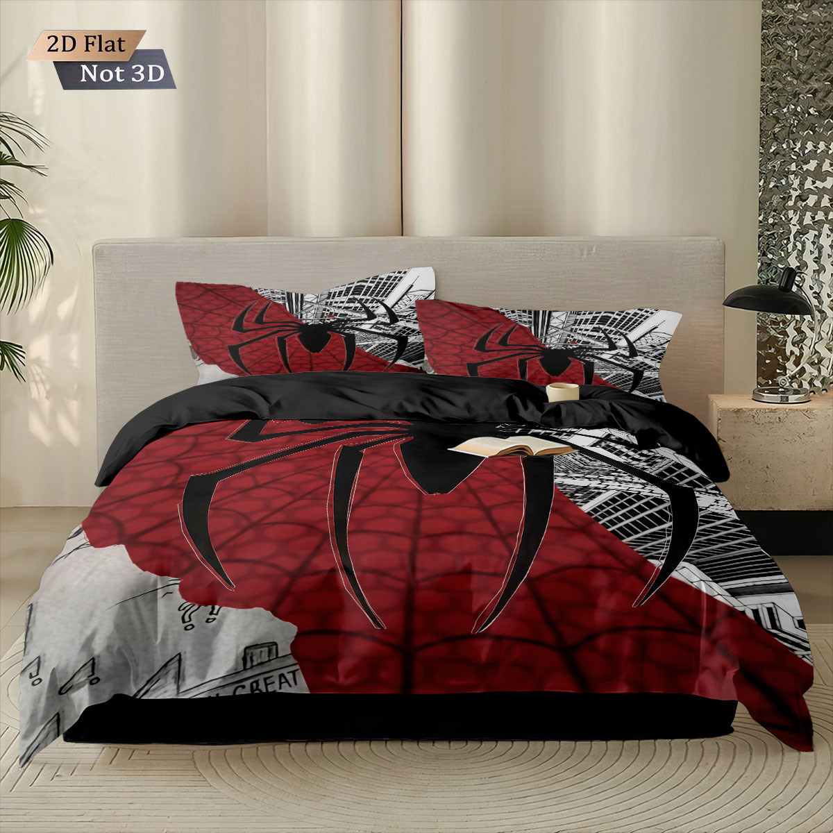 ชุดผ้านวมพิมพ์ลายแมงมุมสีดำ 3  - Home Textiles Bedding บทวิจารณ์และราคา