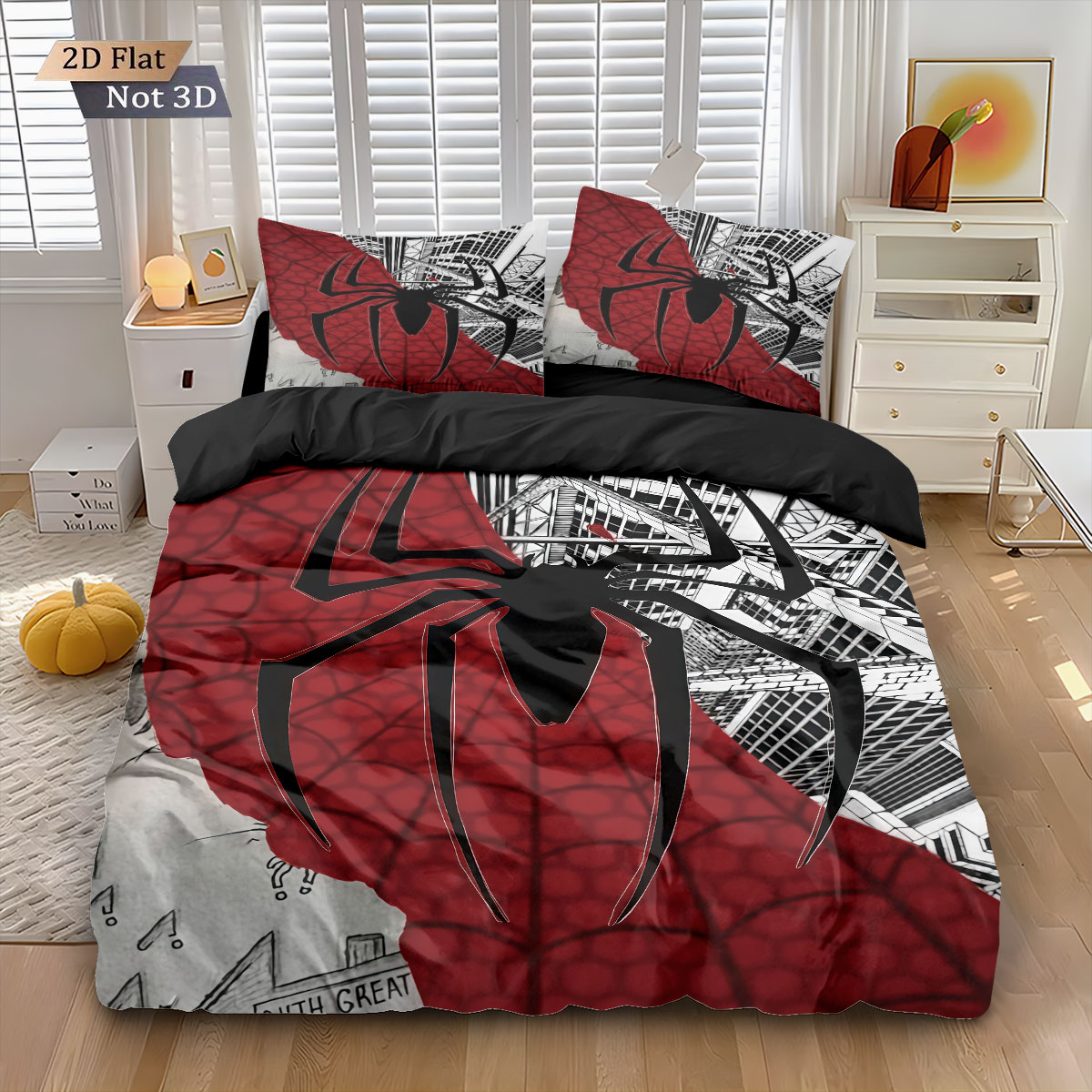 ชุดผ้านวมพิมพ์ลายแมงมุมสีดำ 3  - Home Textiles Bedding บทวิจารณ์และราคา